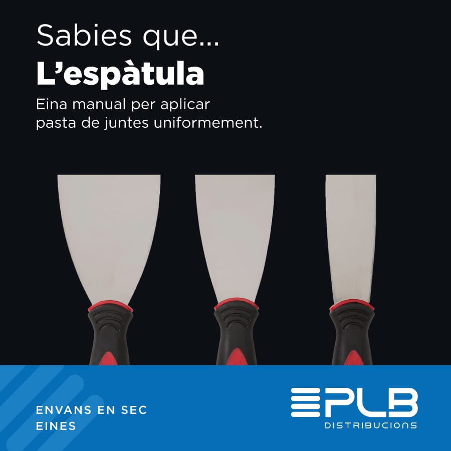 L’espàtula, una eina manual amb una fulla plana o corba i un mànec, és àmpliament utilitzada en l’aplicació de materials com pintura, guix o massilla sobre superfícies diverses.