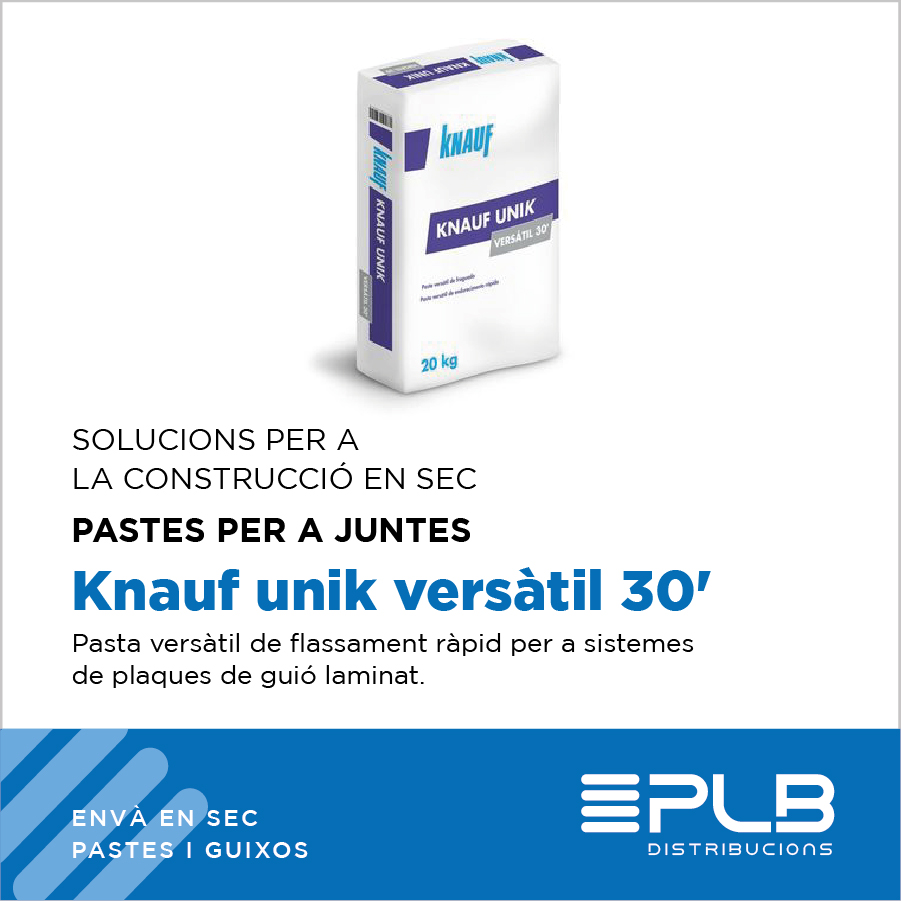 KNAUF UNIK VERSÀTIL 30'. PASTA VERSÀTIL DE FRAGUAT RÀPID PER A SISTEMES DE PLAQUES DE GUIÈS LAMINAT.