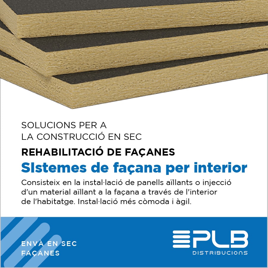 REHABILITACIÓ DE FAÇANA PER INTERIOR. Consisteix en la instal·lació de panells aïllants o injecció d'un material aïllant a la façana a través de l'interior de l'habitatge.