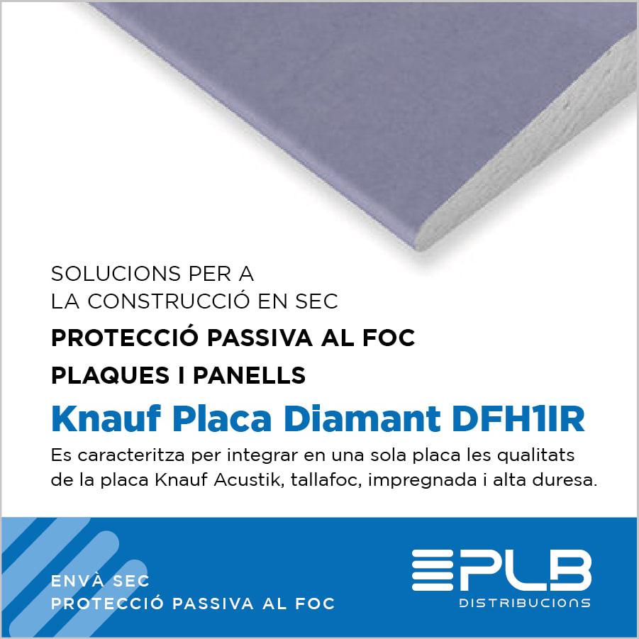 KNAUF PLACA DIAMANT DFH1IR tallafoc, impregnada i alta duresa.