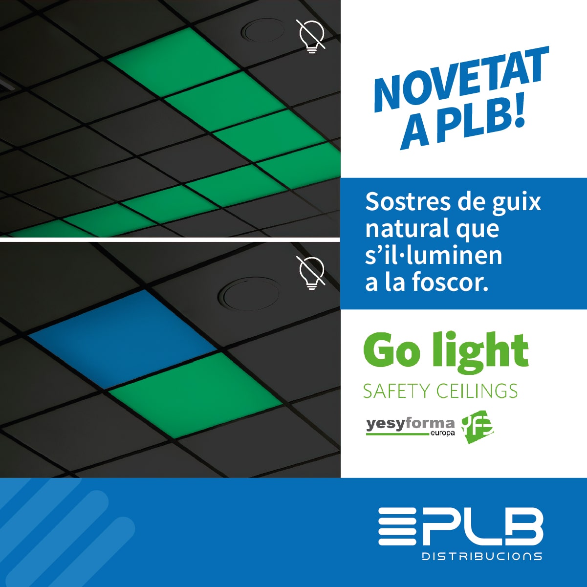 GO LIGHT: PLAQUES D'ESCAIOLA NATURAL AMB PROPIETATS LUMINESCENTS PER A SENYALITZACIÓ I DECORACIÓ