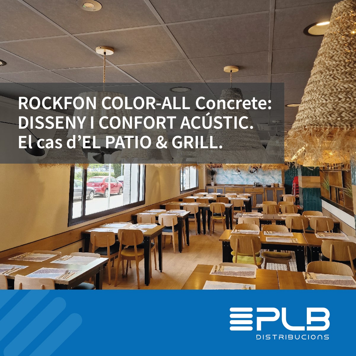 ROCKFON COLOR-ALL Concrete (600x600x40 mm), que destaca per la seva alta densitat i el seu acabat en color ciment.