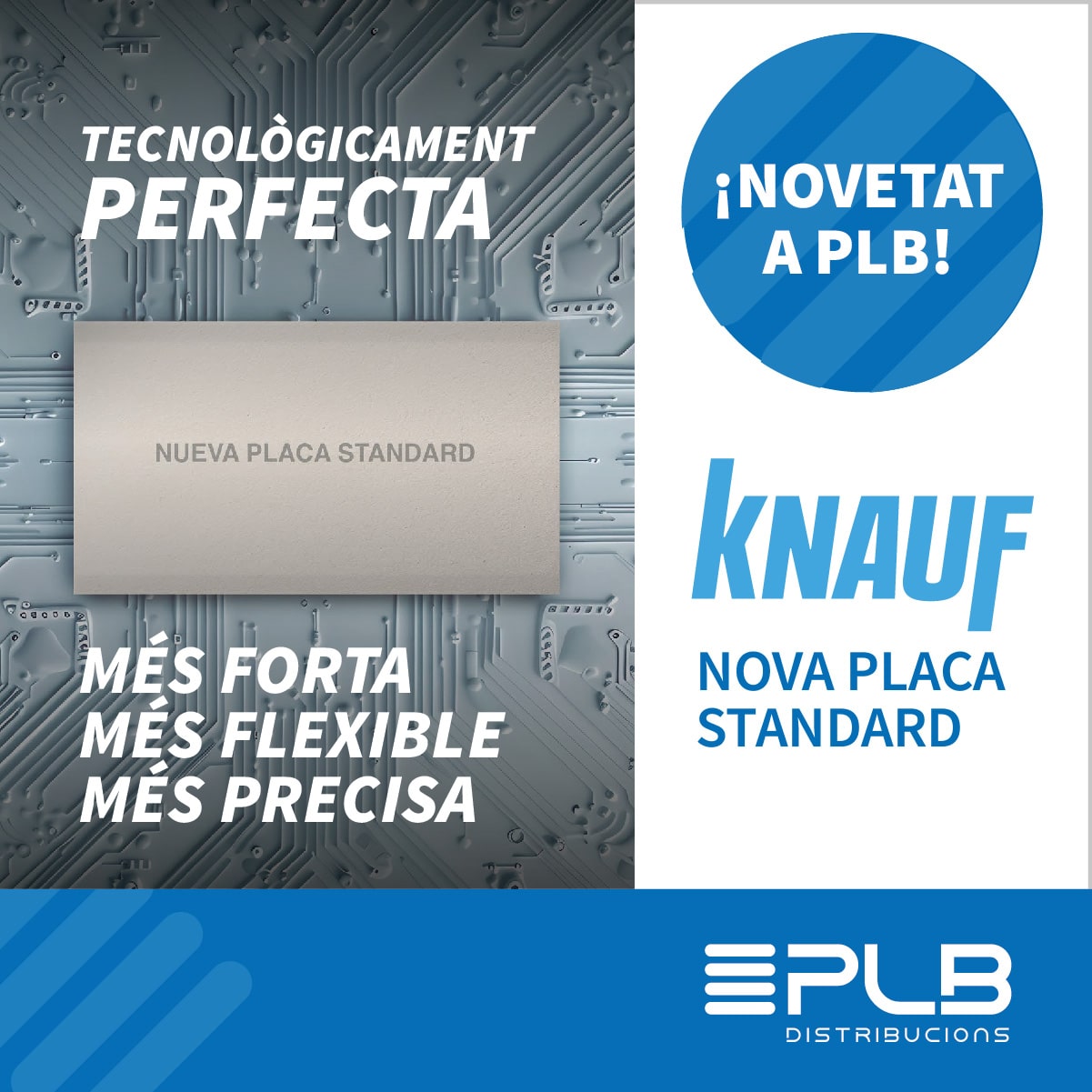 Knauf, líder mundial en sistemes de construcció en sec, presenta la seva nova placa estàndard, que incorpora millores significatives en resistència, flexibilitat i sostenibilitat.