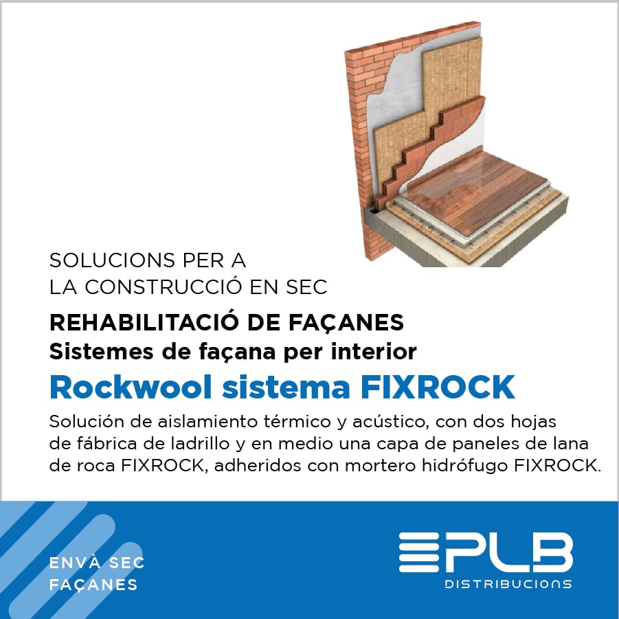 El ROCKWOOL sistema FIXROCK ofereix una solució certificada i eficient per millorar l'aïllament tèrmic i acústic de les façanes dels edificis.