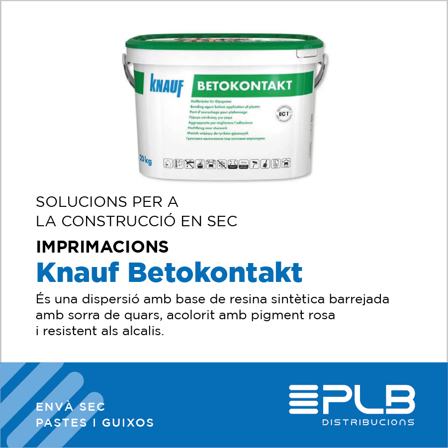 IMPRIMACIONES. KNAUF BETOKONTAKT es un puente de adherencia de alta calidad especialmente diseñado para mejorar la adherencia entre soportes lisos y poco absorbentes y el acabado final.