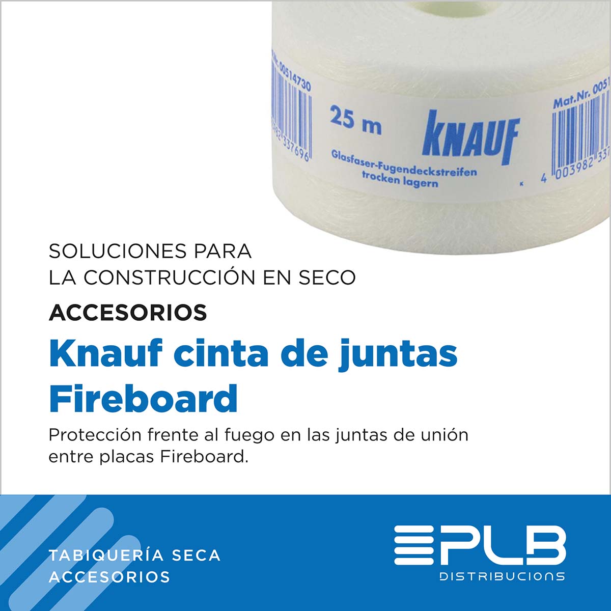 KNAUF CINTA DE JUNTAS FIREBOARD destaca como un componente esencial en la construcción en seco